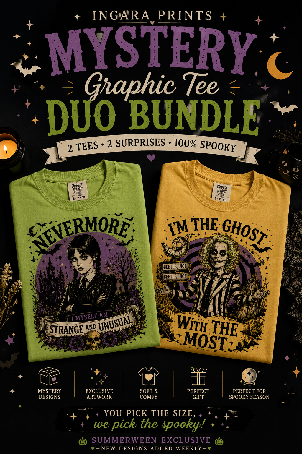 Summerween Mystery Graphic Tee Duo Bundle (2 Comfort Colors Tees)