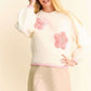 Flower Patch Fuzzy Mock Neck Sweater