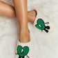 Melody Love Heart Print Plush Slippers