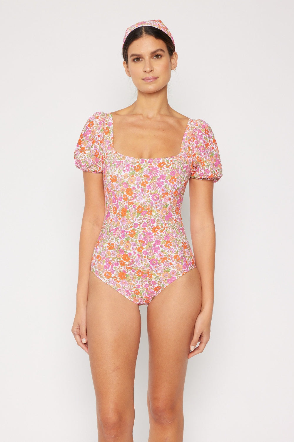 Swim Floral Puff Sleeve One-Piece