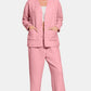 Quilted Button Up Long Sleeve Top and Pants Lounge Set