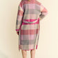 Pink Tied Color Block Collared Neck Coat