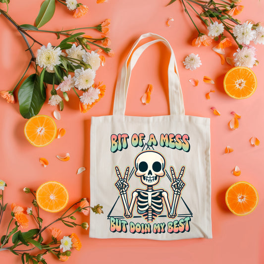 Bit of A Mess Skeleton Tote Bag