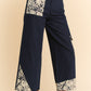 Lace Applique Wide Leg Jeans