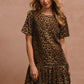 Tie Back Leopard Round Neck Short Sleeve Dress