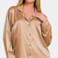 Satin Long Sleeve Shirt and Pants Pajama Set