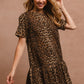 Tie Back Leopard Round Neck Short Sleeve Dress