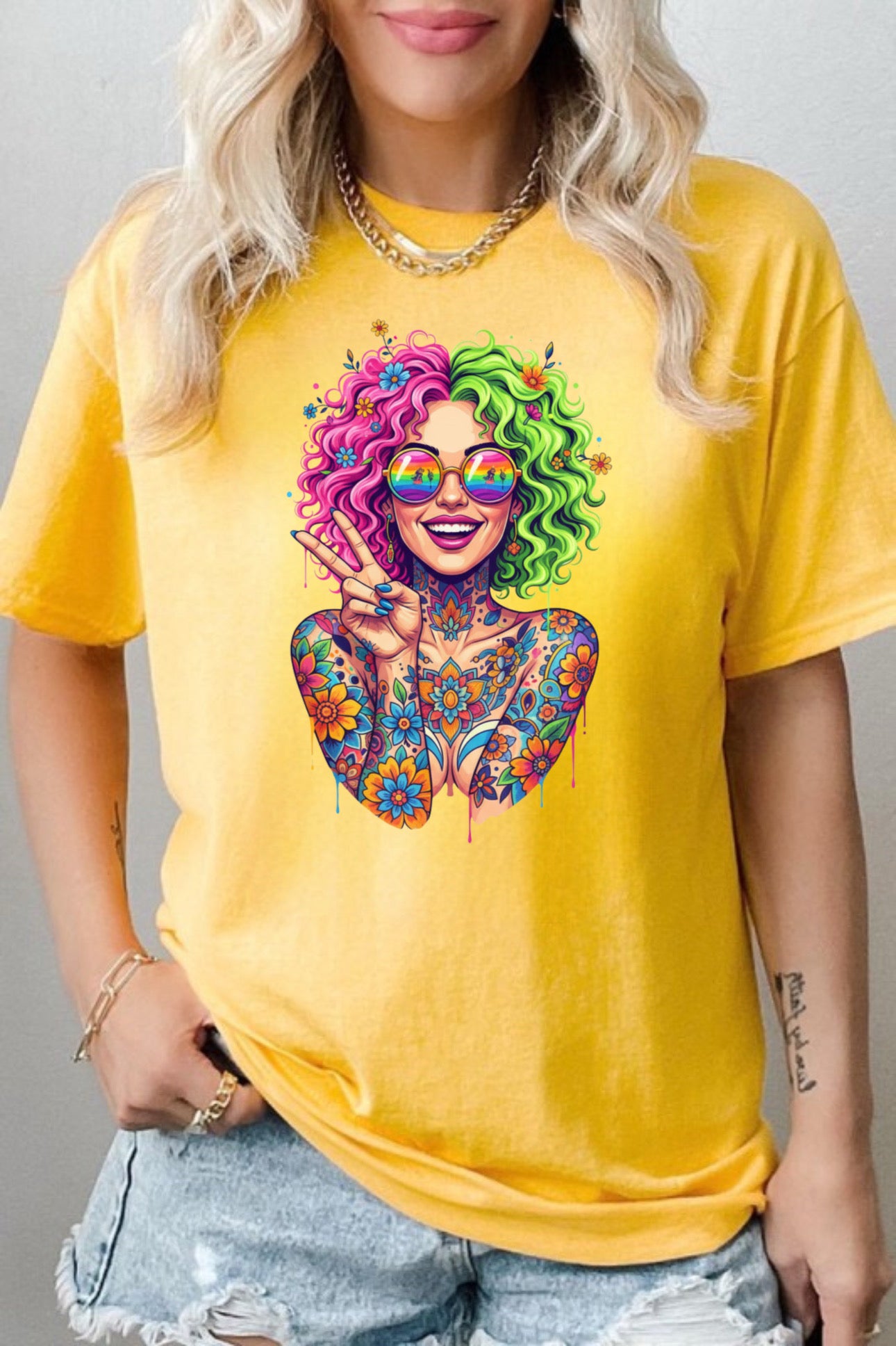 Positive Vibes Tatted Girl Tee