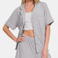 Button Down Short Sleeve Top and Shorts Lounge Set