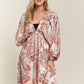 Printed V-Neck Batwing Sleeve Dress