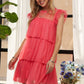 Layered Ruffled Cap Sleeve Mesh Dress