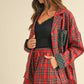 Contrast Plaid Long Sleeve Top and Shorts Set