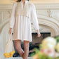 Crochet Vest Notched Long Sleeve Shirt Dress