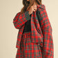 Contrast Plaid Long Sleeve Top and Shorts Set