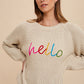 HELLO Embroidered Raglan Sleeve Sweater