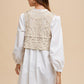 Crochet Vest Notched Long Sleeve Shirt Dress