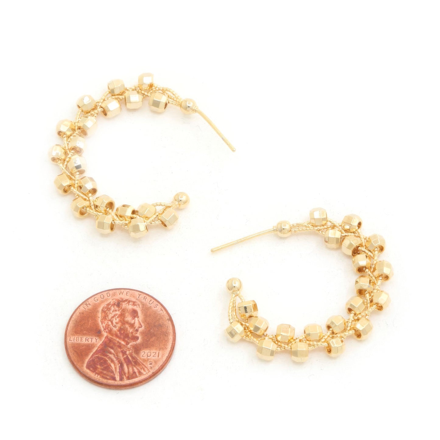 Sodajo Beaded Open Hoop Gold Dipped Earring