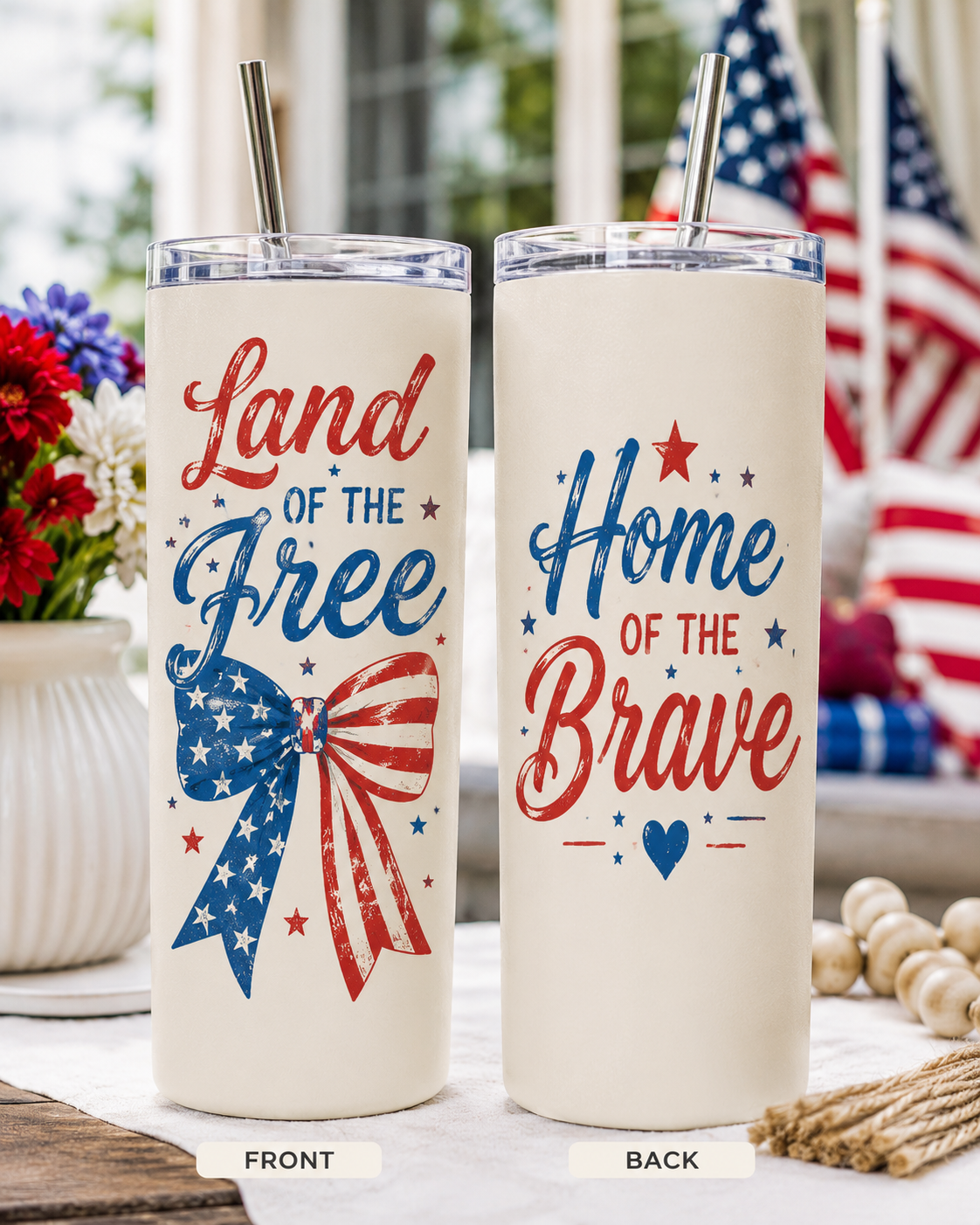 Land of the Free 20oz Skinny Tumbler