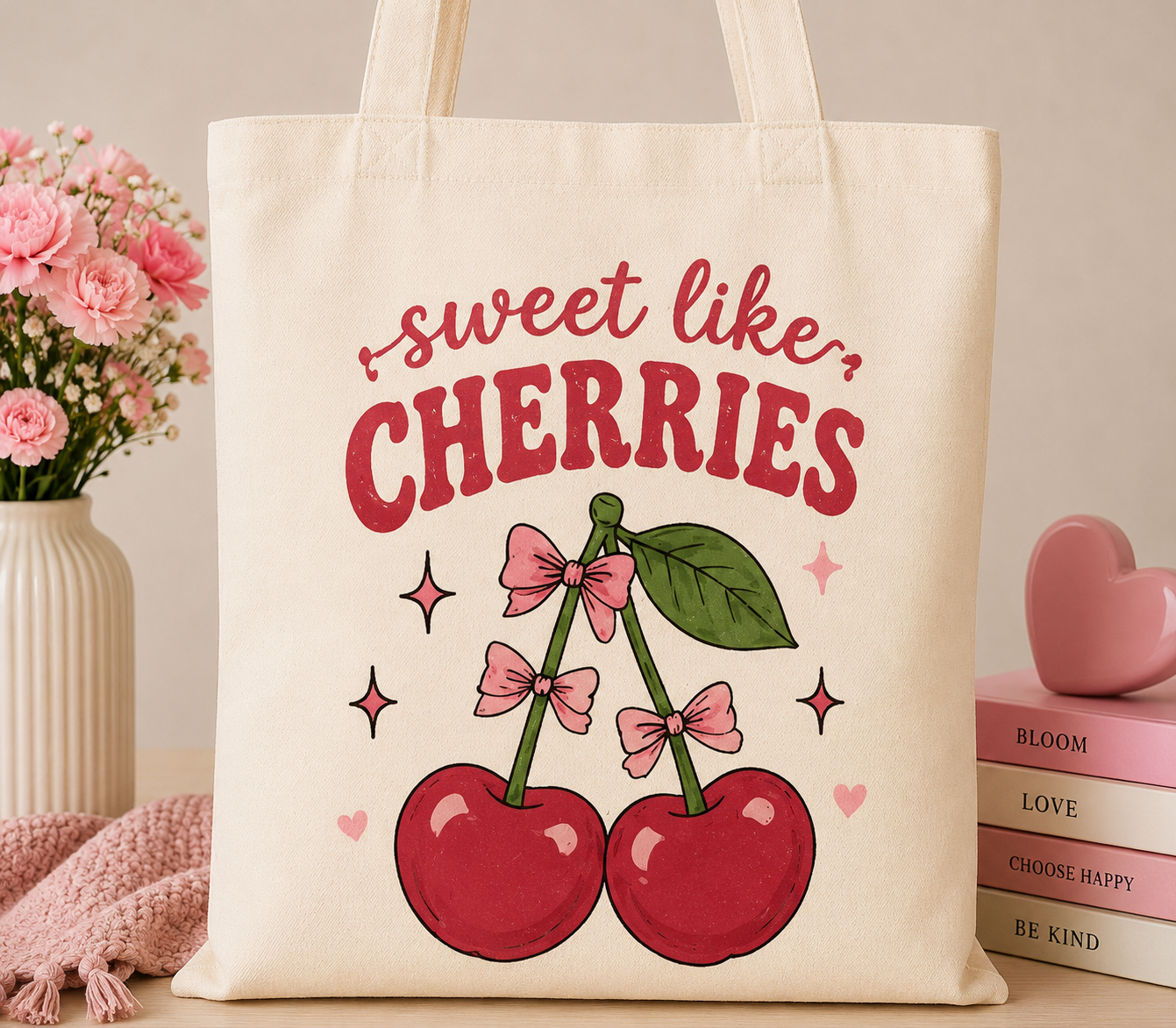 Sweet Like Cherries Canvas Tote Bag