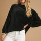 Dark Ribbed Drawstring Hem Knit Top