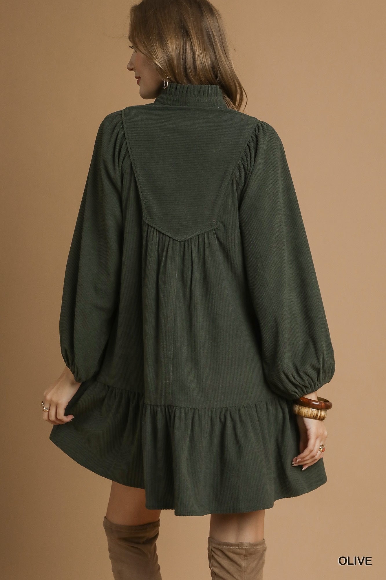 Jackie Corduroy Tiered Babydoll Dress