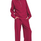 Lounge Ribbed High Neck Half Zip Pullover & Pants Set