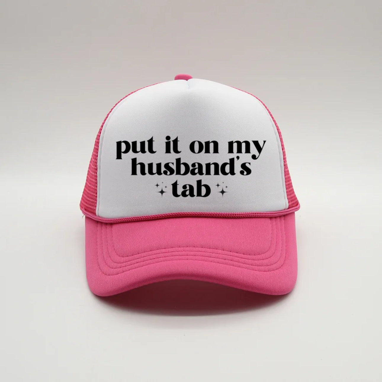 Put It On My Husbands Tab Trucker Hat