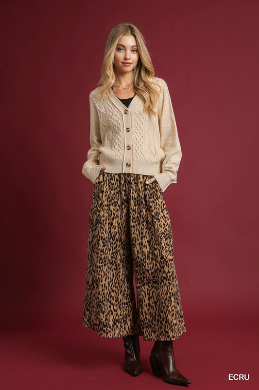 Emma Chunky Cable Knit V-Neck Button-Up Cardigan