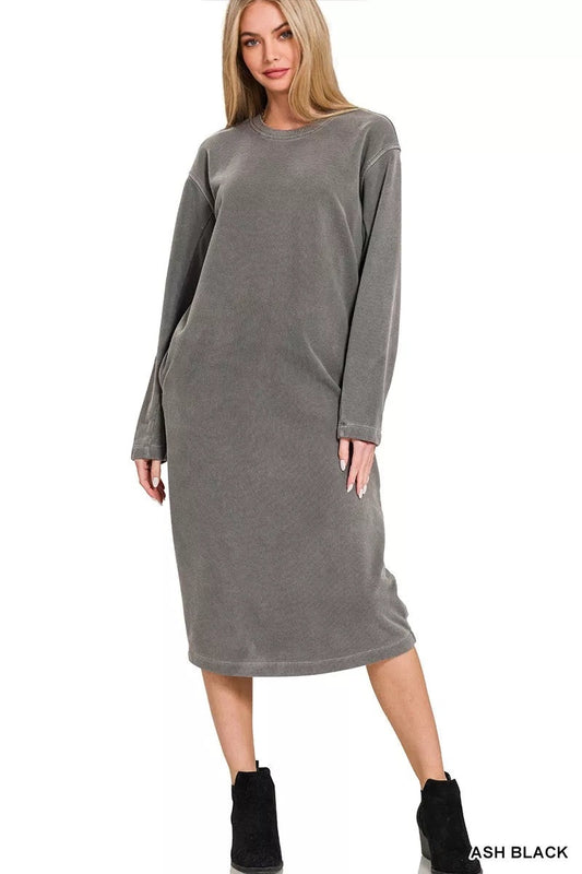 Soft Fleece Pigment Dye Sweatshirts Dress
