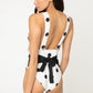 Marina West Swim Beachy Keen Polka Dot Tied Plunge One-Piece Swimsuit