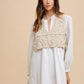 Crochet Vest Notched Long Sleeve Shirt Dress