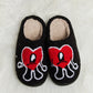 Melody Love Heart Print Plush Slippers