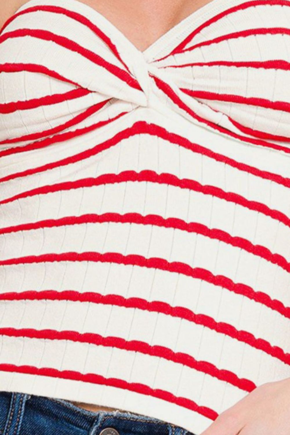 Twisted Sweetheart Neck Striped Tube Top