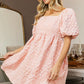 Flower Square Neck Puff Sleeve Dress