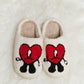 Melody Love Heart Print Plush Slippers