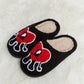 Melody Love Heart Print Plush Slippers