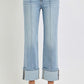 RISEN Plus Size Ankle Straight Leg Cuffed Jeans