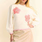 Flower Patch Fuzzy Mock Neck Sweater