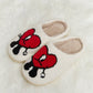 Melody Love Heart Print Plush Slippers