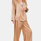 Satin Long Sleeve Shirt and Pants Pajama Set